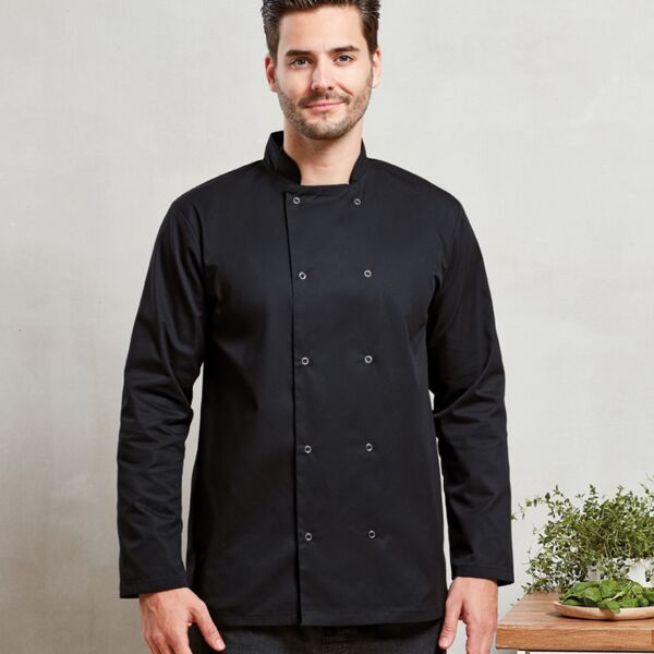 Premier Unisex Long Sleeve Stud Front Chef&#39;s Jacket Thumbnail